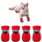 YAODHAOD Hundestiefel Paw Protector, rutschfeste Hundeschuhe ， Diese bequemen Hundeschuhe mit weichen Sohlen sind mit reflektierenden Trägern für kleine Hunde ausgestattet (4: L 4.5 cm*W 4 cm, Rot)