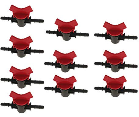 10 Stk. Kunststoff Mini Absperrhahn Wasserhahn Kugelhahn, Schlauchanschluss 4mm / 8mm