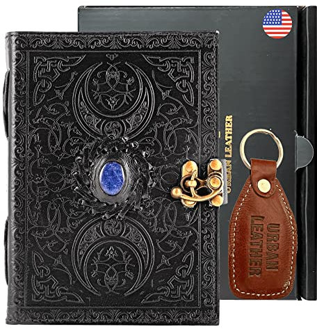 STAGLIFE Urban Leather Buch - Lapis Edelstein besetzt Designer Schwarzes Tagebuch - Edelstein besetzt Handgemacht Jahrgang Notizbuch schreiben Veranstalter, Ungefüttert