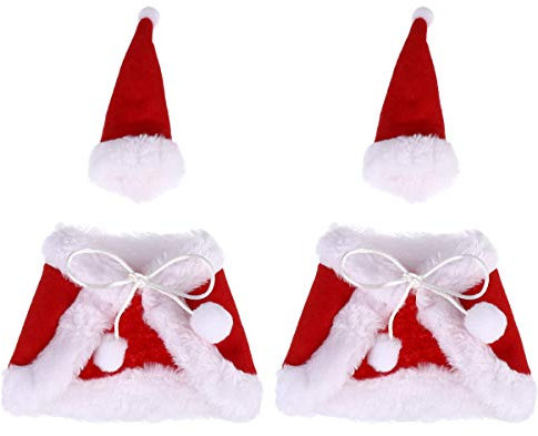 PRETYZOOM 2 Set Christmas Wine Bottle Cover Mini Santa Clause Suit with Hat for Wine Bottle Xmas Holiday Party Table Decoration