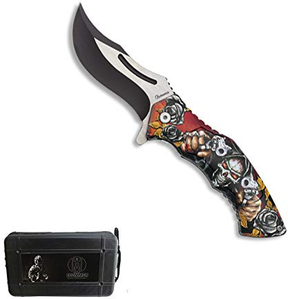 ECOMMUR Navaja 3D Mod Calavera ABS // Hoja de 8.5cm en Acero Inoxidable + Caja Regalo