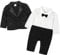 AmzBarley Baby Boys' Suits & Blazers Boy Clothes Christening Wedding Outfit Long Sleeve Tuxedo Waistcoat Clothing Sets Blazer Dress Suit 12-18 Months Black 90