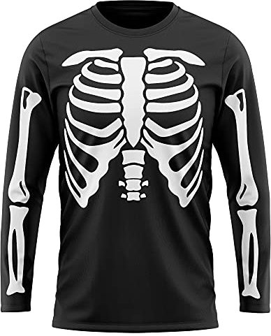 Purple Print House Skeleton T Shirt for Men Women Kids, Halloween Costumes, Fancy Dress, Long Sleeve Party Outfit Matching Family Halloween Tshirts, M, Black