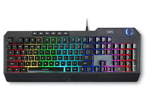 DR1TECH Wasp RGB Gaming Tastatur Für PC/PS4 Mit LED Hintergrundbeleuchtung - 104 Tasten Mit 26-Tasten Anti Ghosting - USB Tastatur Mit Kabel (QWERTZ Internationales-Layout)