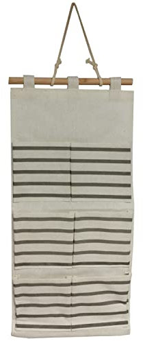 theener Deko Hängeschrank 6 Fächer Hängebeutel Aufbewahrung Leinen Stoff Maritim hängend/Grau