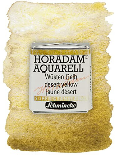 Schmincke – HORADAM® AQUARELL, Super Granulation, 14 921 044 Wüsten Gelb, 1/2 Näpfchen, sehr stark granulierende Farbtöne, feinste, supergranulierende Aquarellfarben