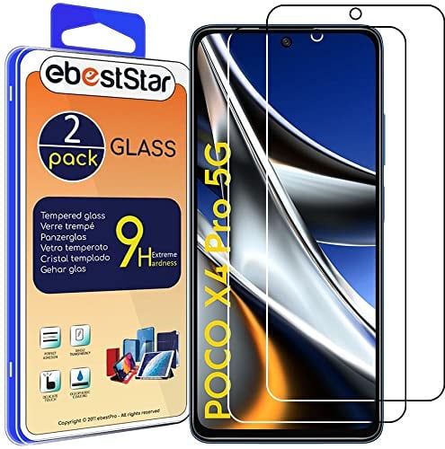 ebestStar - Cristal Templado x2 para Xiaomi Poco X4 Pro 5G, Protector Pantalla Película Vidrio, Antigolpes