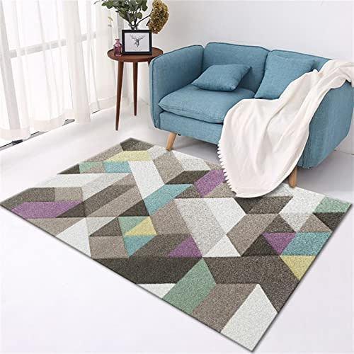RUGMRZ Teppich Grau 70 x 200 cm Eingangsbereich braun Rugs for Living Room Modernes Lila Blaues Geometrisches Muster Teppiche Wohnzimmer