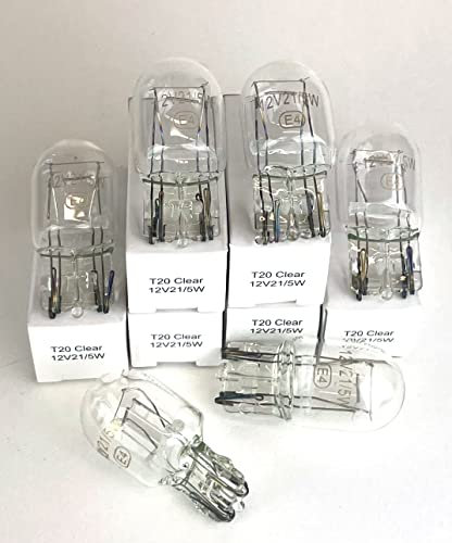 INION 6x Stück Autolampen T20 12V W21/5W W3x16q CLEAR/TRANSPARENT Glassockel Halogen Lampe KFZ Beleuchtung