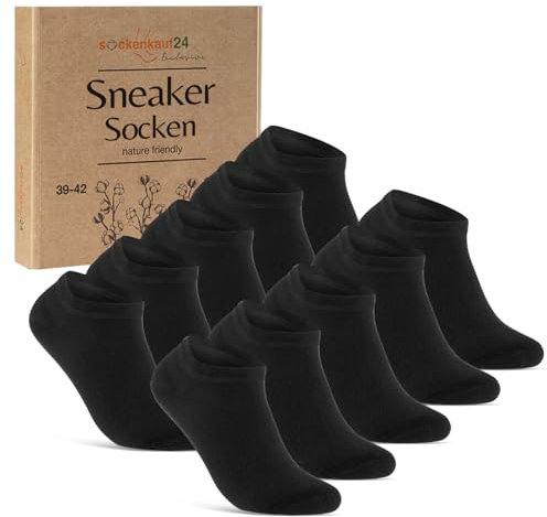 10 Paar Sneaker Socken Herren Damen Baumwolle Komfortbund ohne Naht 70102T WP (Schwarz 47-50)