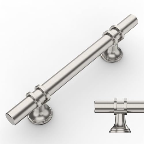 Amerdeco 10 Stück Möbelgriffe Gebürsteter Nickel, 96mm Lochabstand, Schrankgriffe, Küchengriffe, Schubladengriffe für Küchenschränke und Kleiderschränke UK0002