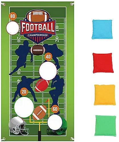 Kiwochy Fußball Wurfspiel Banner Fußball Banner Flaggen mit 4 Bohnen Säcke Fußball Deko Banner Outdoor Wurfspiel Indoor Outdoor Spiele für Familientreffen Geburtstag Partyzubehör Geschenkdekorationen