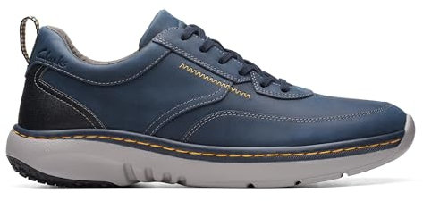 Clarks Pro Lace Mens Wide Fit Trainers 41.5 EU Navy Leather