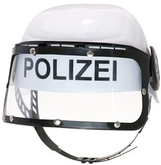 BestSaller 1419 Kinder-Polizeihelm mit klappbarem Visier aus Kunststoff, weiß/schwarz