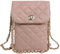 Larswon Handy-Umhängetasche, gesteppte Taschen, Handy-Geldbörse, weiche Kette, Crossbody-Tasche, Handy-Geldbörse für Damen, rose, M, Kleine Damen-Umhängetasche