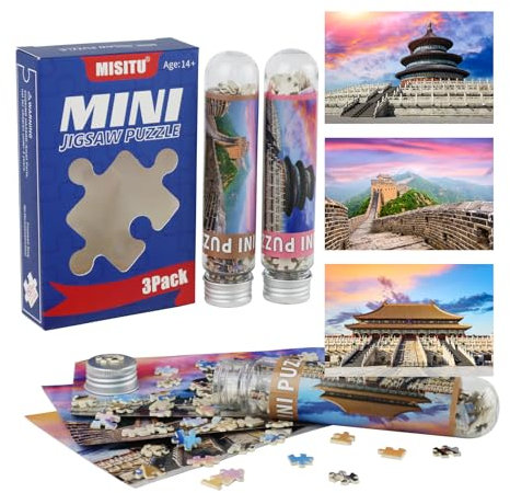 MISITU 3er-Pack 150-teiligen Mini Puzzles für Erwachsene - Verbotene Stadt, Große Mauer - Tragbares Puzzle für die Reise