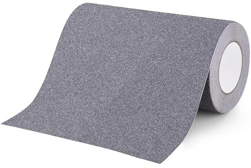 OQingluan Antirutsch Klebeband, 25cm*10m, Anti-Rutsch-Band Selbstklebend, Rutschfestes Klebeband für Treppen, High Grip, für Drinnen und Draußen Treppen, Grau