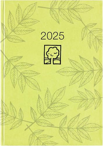 Zettler - Taschenkalender 2025 grün, 10,2x14,2cm, Taschenplaner mit 400 Seiten im Kartoneinband, Tages- und Wochenzählung, Mondphasen, Monatsübersicht und internationales Kalendarium