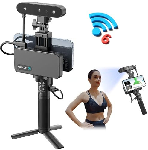 Creality CR Scan Ferret Pro 3D Scanner für 3D Drucker, Handheld 3D Modell Scan, Anti Shake Track, Wifi6 Scannen, 0,1 mm Genauigkeit, 24 Bit Vollfarbe für Android iOS Telefon, PC Mac Win