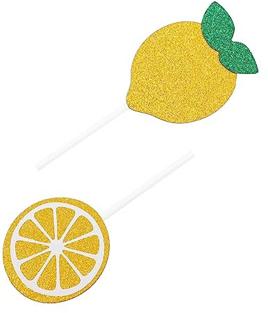 STOBAZA 72 Stk Zitronen-Kuchen-Topper Sommerdeko Cupcake-Topper zum Geburtstag Cupcakes Ornament Zitronendekorationsparty Limonadenstand Pappbecher Dekorationen Partybedarf