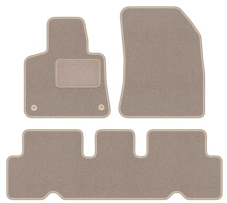 Wielganizator Automatte – Passend für Citroen C4 Grand Spacetourer 5 Personen 2013-2021 – Velours – Autozubehör - Praktische Fußmatte Auto – 3-teilig - beige