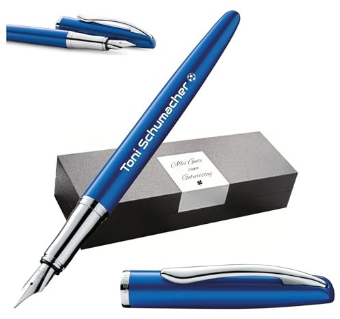 Pelikan Jazz® Noble Elegance P36 Füllhalter mit Gravur Geschenk - einzigartige Stifte mit Namen - personalisierte Geschenke - Füllfederhalter personalisiert (Saphire Blau)