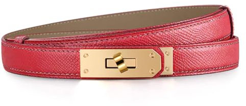 Tonsunul Gürtel Damen, Ledergürtel Damen, Klassisch Einfarbig Belt Women, Metall-Drehverschluss, Elegantes Rot Mit Goldschnalle, Verstellbar, Ideal Für Geschenk Muttertag Und Tägliches Tragen