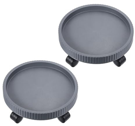PATIKIL Plant Stand with Wheels, 2 Pack 10 Inch Heavy Plant Roller Base Movable Flower Round Potted Pallet Rolling Planter Caddy for Indoor Outdoor, Gray