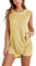 Bestciety Damen-Sommer-Pullover-Set, ärmellos, Strickset, passende Shorts, kurze Sets für Damen, 2-teiliges Set für den Urlaub, gelb, 36