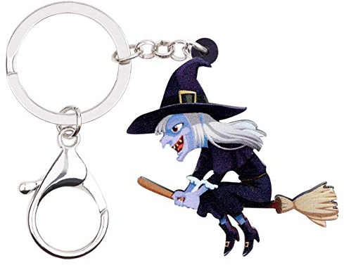 BAMAY Hexe Schlüsselanhänger Hexen Zubehör Halloween Taschen Anhänger | Acryl Schmuck Gruselig Geschenke für Frauen Mädchen,Wicked Schlüsselring für Autoschlüssel,Geldbörse Anhänger für Handtasche