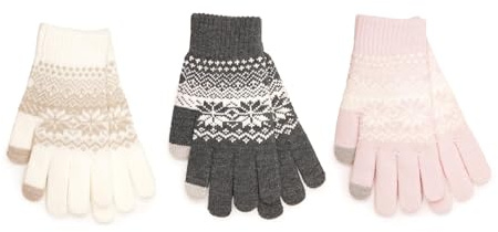 A2Z Ladies Touch Screen Fair Isle Knitted Gloves 3 Pack Winter Wear