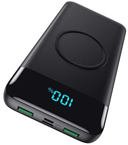 Batterie Externe sans Fil 26800mAh, USB C Power Bank Induction à Charge Rapide 25W PD3.0 & QC4.0 Chargeur Portable Wireless avec 4 Sorties, écran LCD Batterie Portable pour iPhone Samsung Huawei etc.