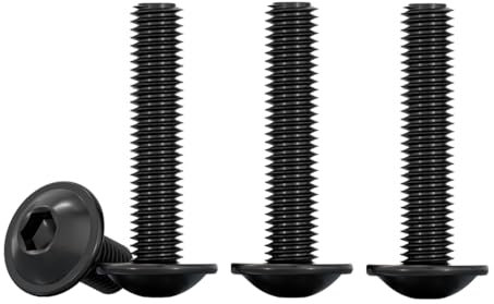 Drenky Flanged Button Head Screws M4 Bolts 50 Pcs Socket Flanged Button Screw M4 X 30mm Black 304 Stainless Steel Hexagon Socket Pan Head Fully Thread, Rustproof