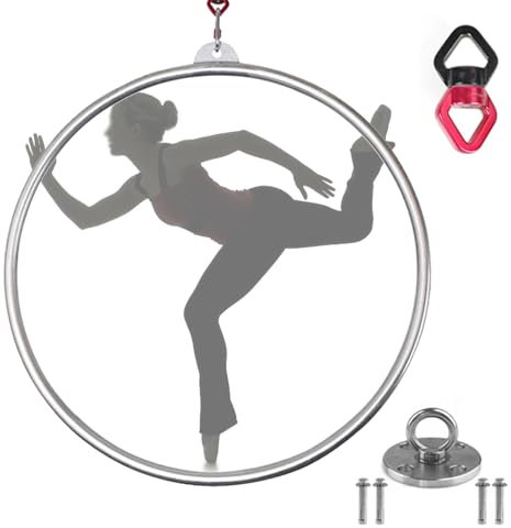 FFYUTING Aerial Hoop Set, 85/90cm Single Point Circus Aerial Equipment Yoga Hoop mit Zubehör, Fitness Lyra Aerial Hoop, Aerial Yoga Hoop für Zuhause, Fitnessstudio, Clubs