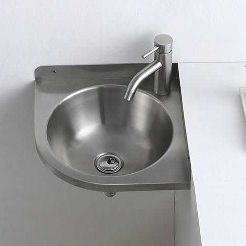 Lavabo Angolare Cucina In Acciaio Inox,Lavandino Bagno Piccolo,Lavandino Bagno Sospeso,Lavello Bagno,Lavello Bagno,Mobile Sotto Lavabo Angolare Bagno,Mobile Bagno Angolare Con Lavabo Appoggiato(Silver