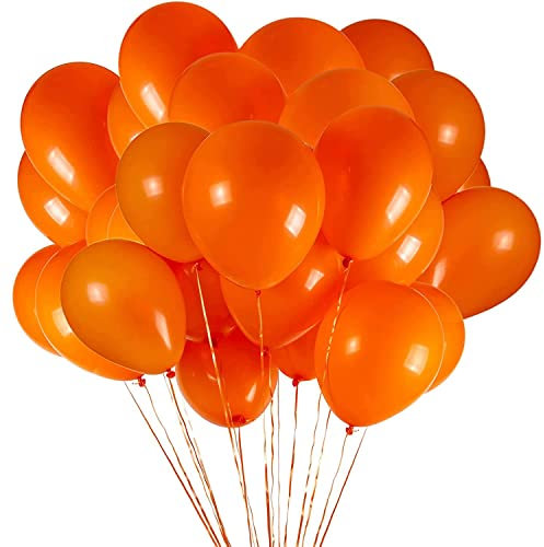 Luftballons Orange - 100 Stück 30 cm / 12 zoll Premium Latex Ballons für Helium, Orange Luftballon für Geburtstag, Hochzeit, Babyparty, Halloween Oder Weihnachten party Deko
