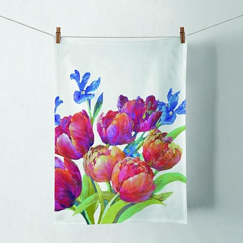 Ambiente Küchentuch Geschirrtuch Deko Küche 70 x 50 cm 100% Baumwolle Tulpen Blumen Serie Tulips of Joy