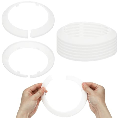 PATIKIL 115mm Plumbing Cover Plates, 9 PCS Wall Split Flange Pipe Cover Decoration Escutcheon Plate Collar Flange Water Pipe Cover Decoration PP Plastic for Wall Pipe Tube Hole, White