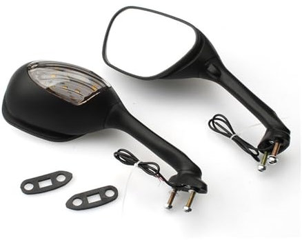 OEXRIG Motorrad Spiegel Für Suzuki Für GSXR 600 750 1000 2006-2010 K6 K7 K8 SV650 650S Motorrad Rückansicht Rückansicht Seiten Spiegel Motorrad Lenkerendenspiegel(Smoke LED)