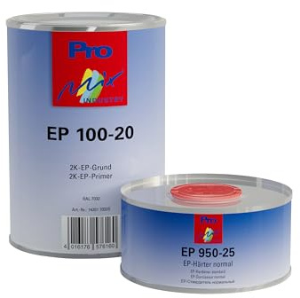 MIPA EP 100-20 2K-EP-Grundierung Set - RAL 7032 Kieselgrau - 1kg | Hochwertiger Epoxidharz-Grund für Industrie, Innen & Außen, Korrosionsschutz, optimale Haftung auf Metall & Untergründen