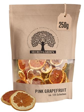 GOLDBERG SECRET GARDEN Pink Grapefruit – 250g Tüte – Luftgetrocknete Grapefruitscheiben für Cocktails, Tee, Punsch & Garnitur – Premium Trockenobst ohne Zusätze – 100% Naturprodukt