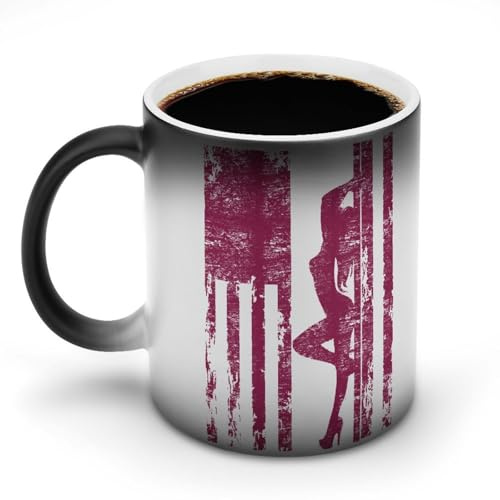 KWQDOZF Tasse à café humoristique avec motif de pole dance pour homme et femme, changeant de couleur, idéale pour un anniversaire