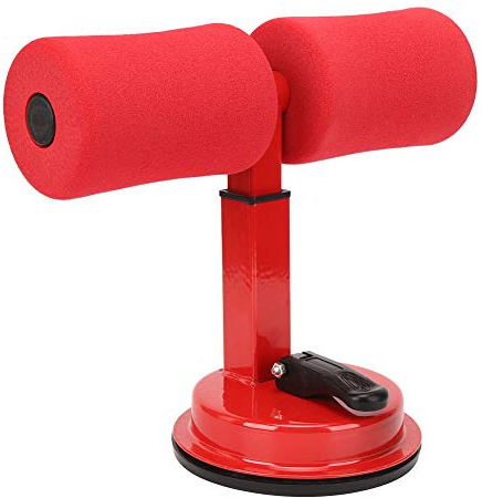 Baxnore Professioneller Crunches-Assistent, Sit-Up-Hilfe, Bauchtrainer, Taille, Fettverbrenner, Heim-Fitnessgeräte, Rutschfester Schaumstoff, langlebiges Stahlrohr, Blau, Rot, komp (roter Bauchtoner)