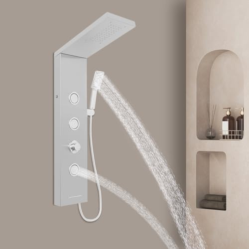 Duschpanel LED-duschhuvud multifunktionell duschpanel, regndusch rostfritt stål duschpaneler med handdusch för vuxna, barn och husdjur.