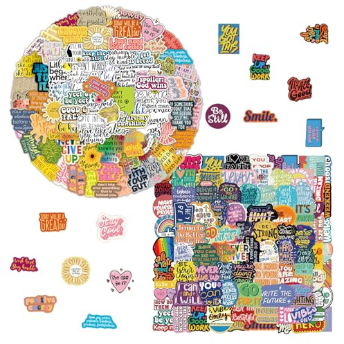 200 Pcs Motivationsaufkleber mit Sprüchen Positive Affirmationen, Wasserfeste PVC Sticker Set für Journal Scrapbook Laptop Koffer, Inspirierende Motivation Aufkleber für Erwachsene Jugendliche