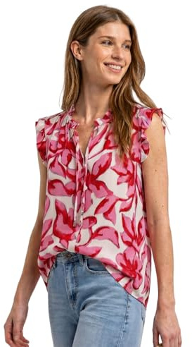Street One Damen Blusentop mit Split Neck und Rüschen