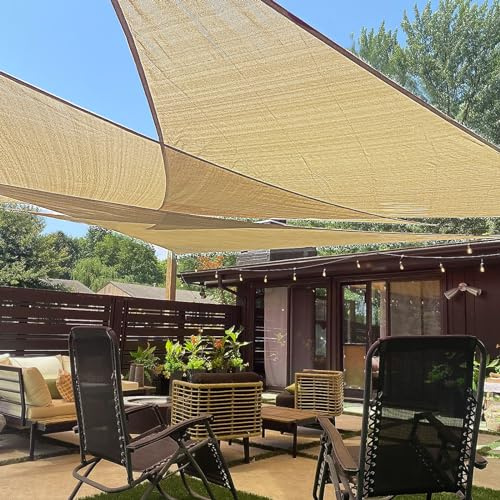 LOVE STORY 16' x 16' x 16' Triangle Sun Shade Sail for Outdoor Patio, Sand