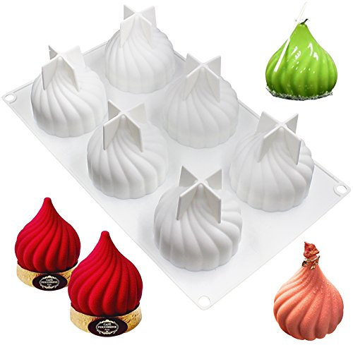 musykrafties - Molde de silicona 3D con forma de cúpula en espiral para tartas, fondant, mousses, helados, quesos, pudines, cebollas, molde grande de 6 cavidades