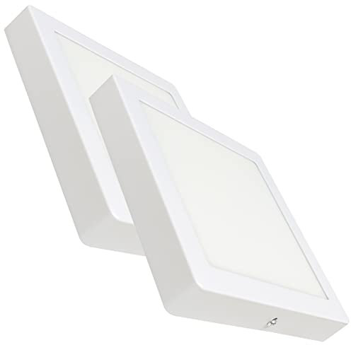 LED ATOMANT Pack 2x Plafon LED Superficie Cuadrado, 210x210mm, 20W, Color Blanco Frio (6500K), 1800 lumenes, Driver incluido