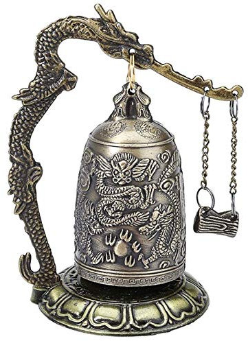DDTing Göttliche Glocke im Vintage-Stil, Bronze-Schloss – Drache geschnitzt, buddhistische Glocke – Glücksbringer für Meditation, Altar & Home Office Decor goodService
